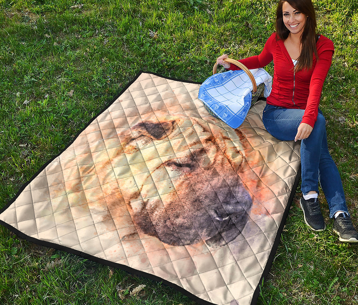 Shar Pei Portrait Print Quilt