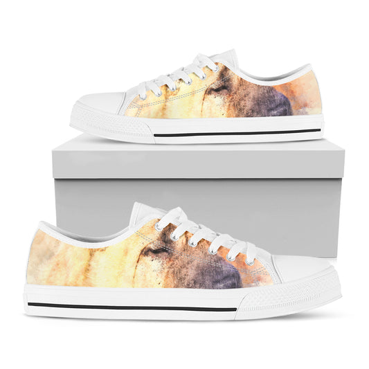 Shar Pei Portrait Print White Low Top Shoes