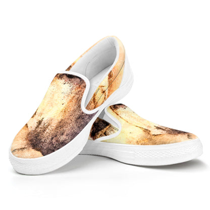 Shar Pei Portrait Print White Slip On Shoes
