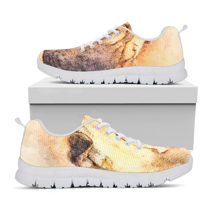 Shar Pei Portrait Print White Sneakers