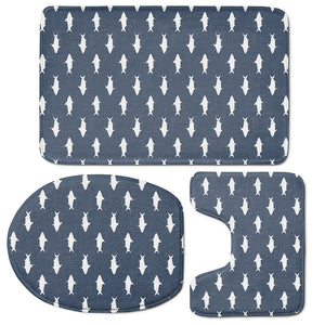 Shark Fish Pattern Print 3 Piece Bath Mat Set