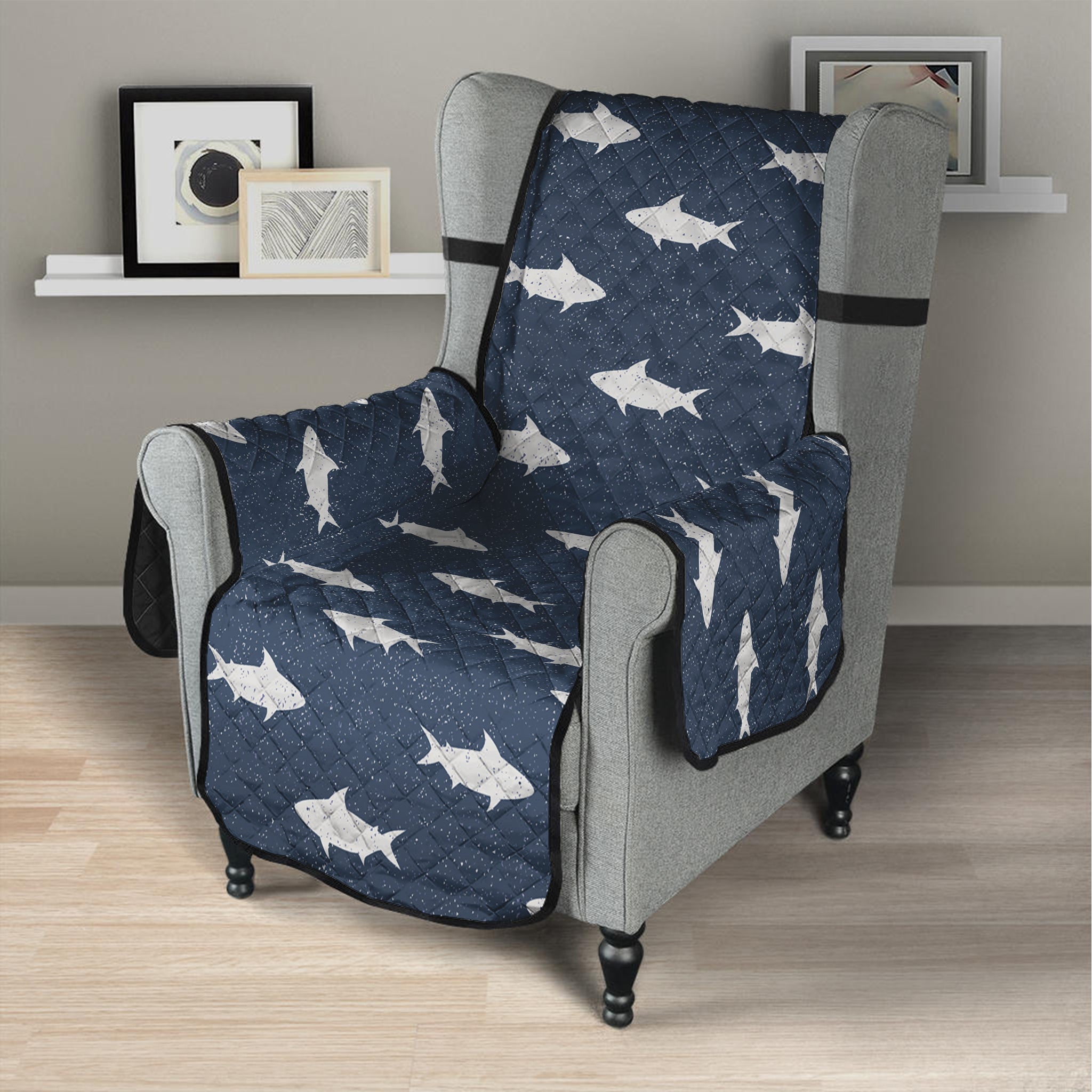 Shark Fish Pattern Print Armchair Protector