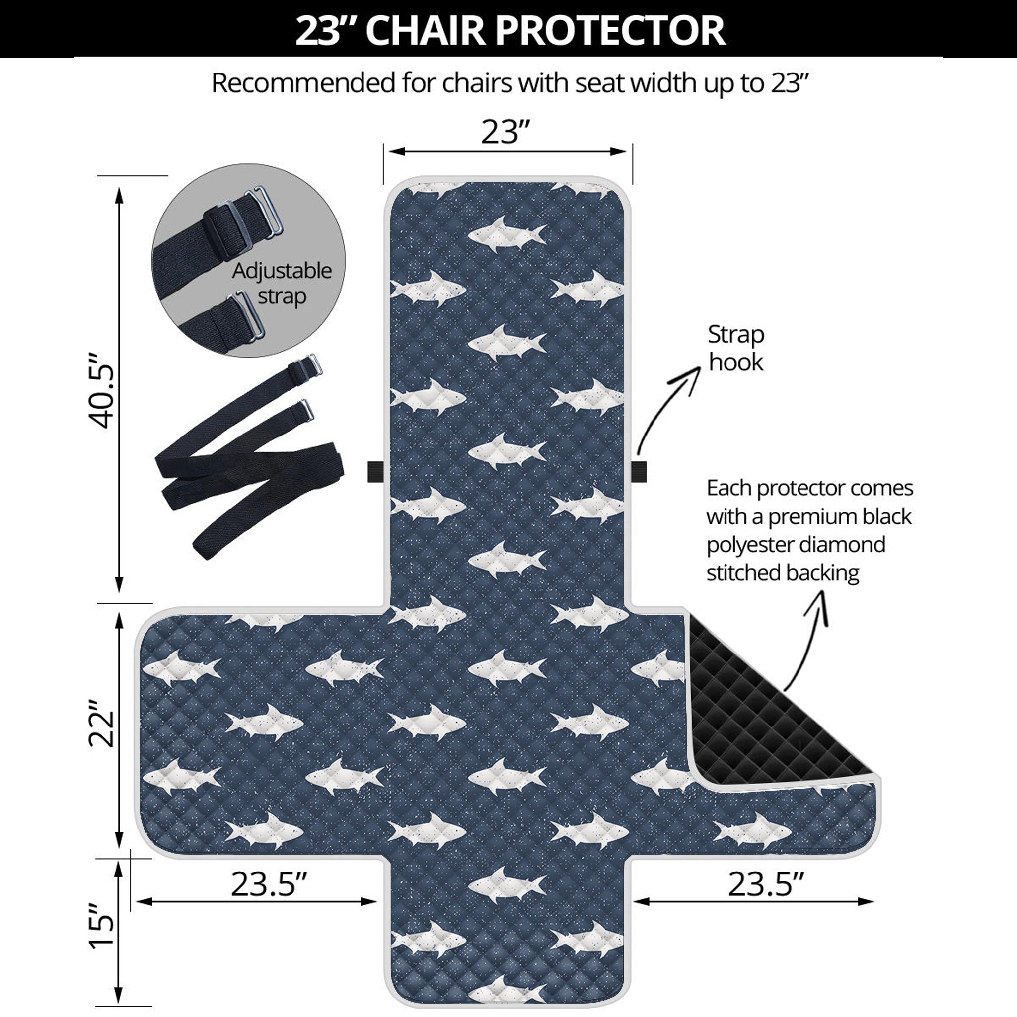 Shark Fish Pattern Print Armchair Protector