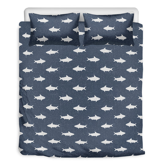 Shark Fish Pattern Print Duvet Cover Bedding Set