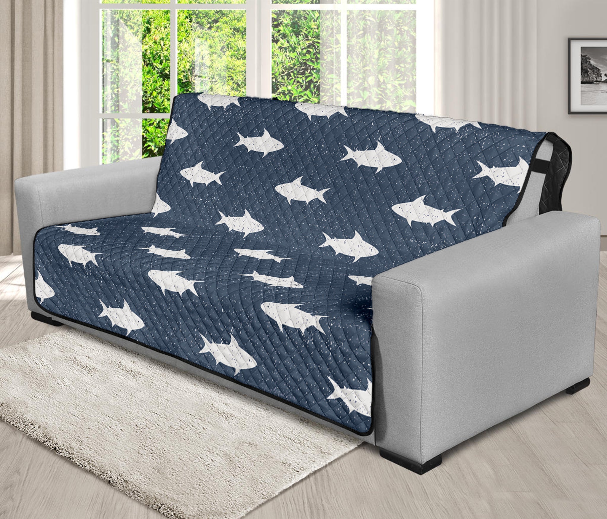 Shark Fish Pattern Print Futon Protector