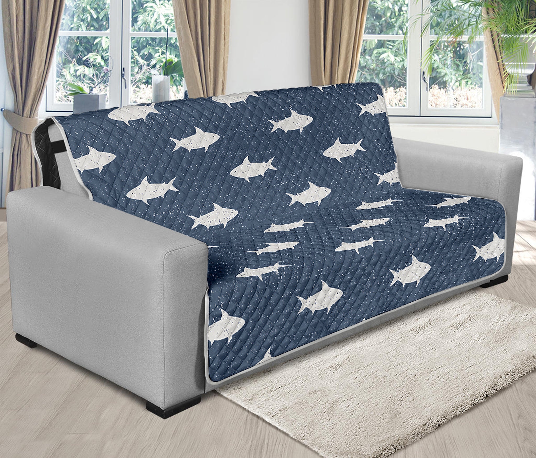 Shark Fish Pattern Print Futon Protector