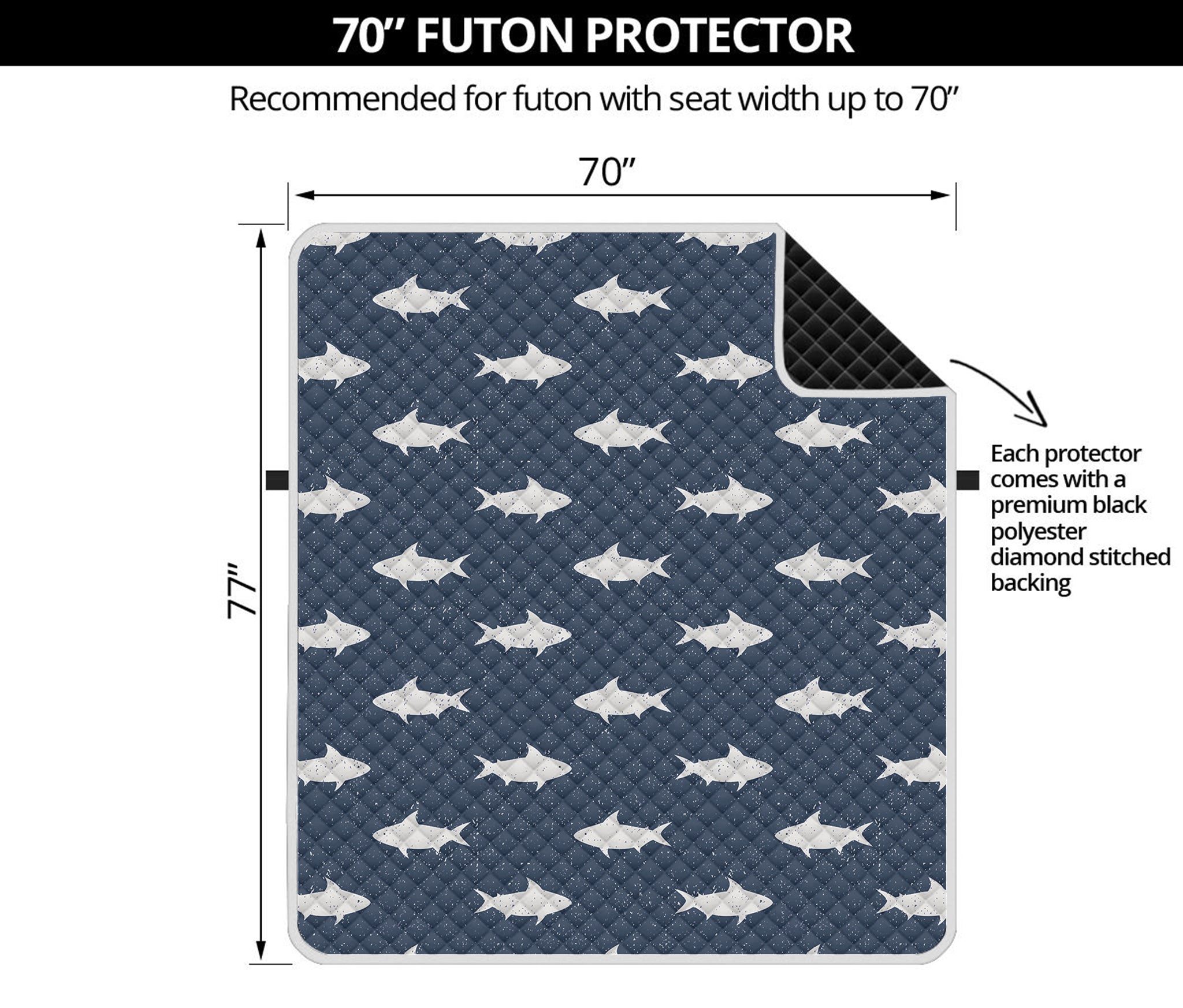 Shark Fish Pattern Print Futon Protector