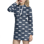 Shark Fish Pattern Print Hoodie Dress