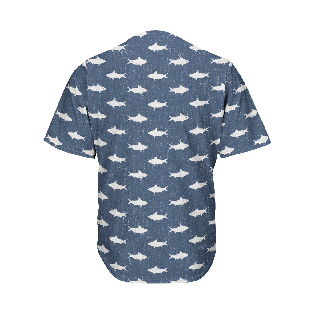 Shark Fish Pattern Print Men's Baseball Jersey