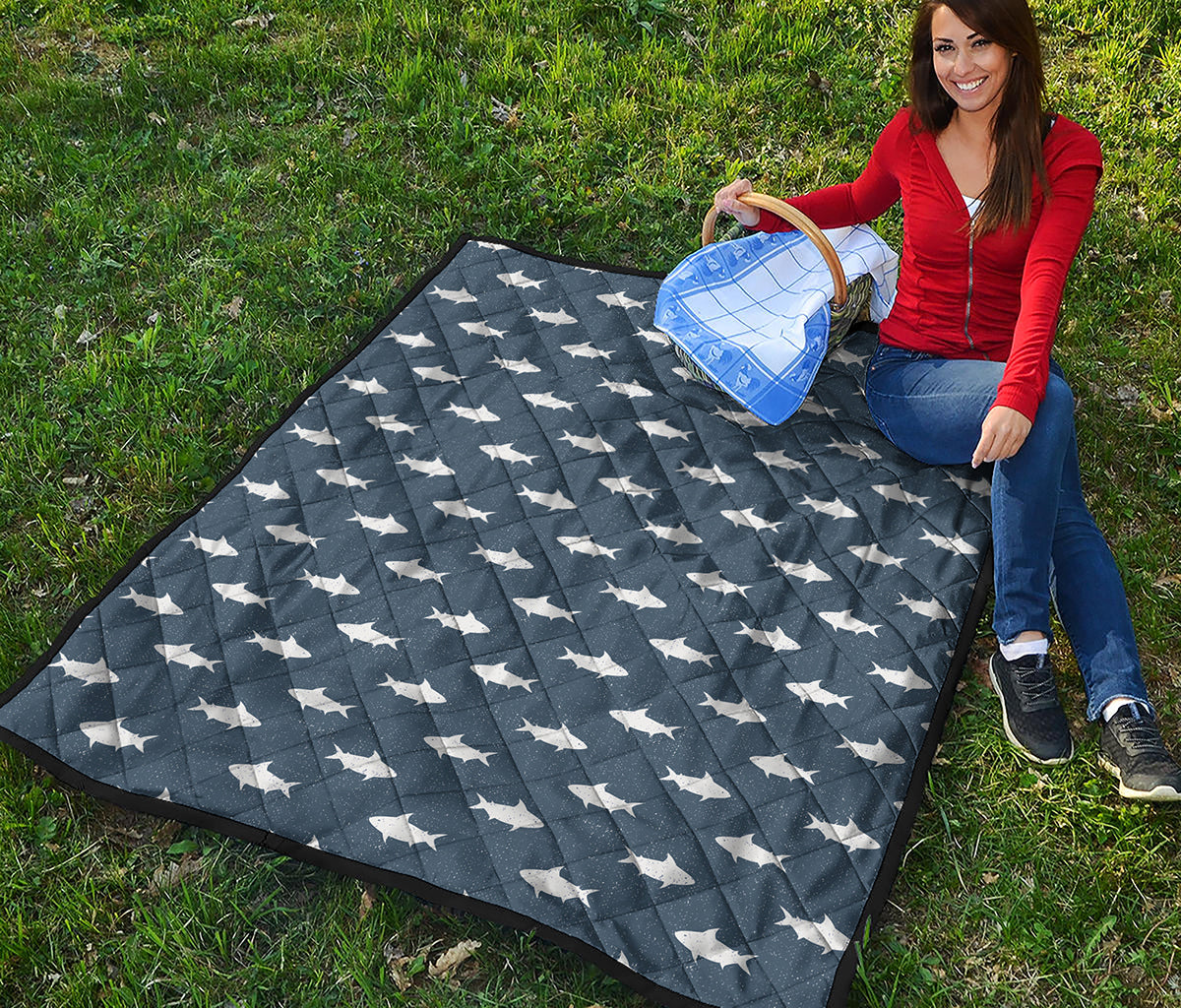 Shark Fish Pattern Print Quilt