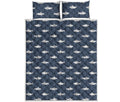 Shark Fish Pattern Print Quilt Bed Set