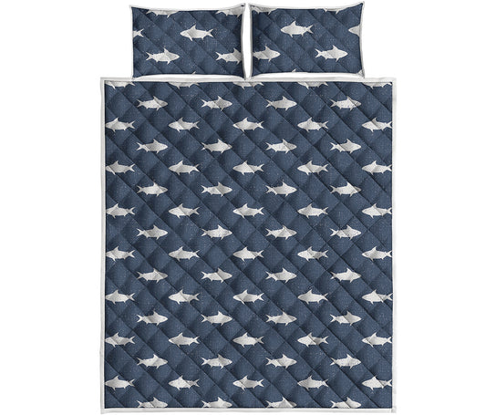 Shark Fish Pattern Print Quilt Bed Set