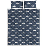 Shark Fish Pattern Print Quilt Bed Set