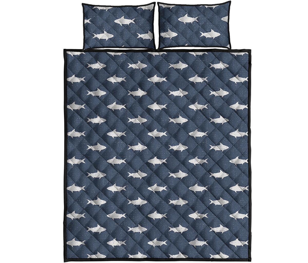 Shark Fish Pattern Print Quilt Bed Set