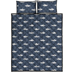 Shark Fish Pattern Print Quilt Bed Set