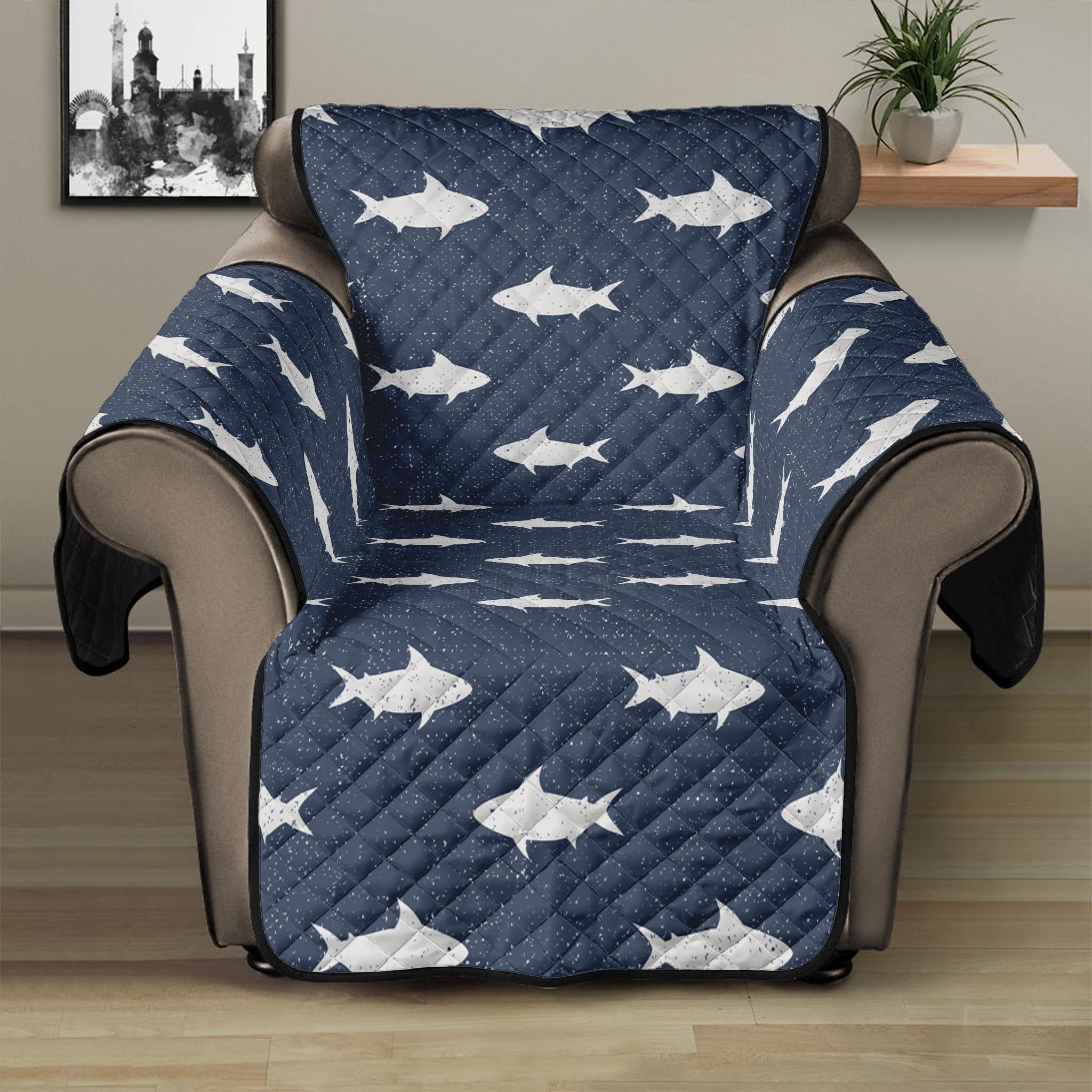 Shark Fish Pattern Print Recliner Protector