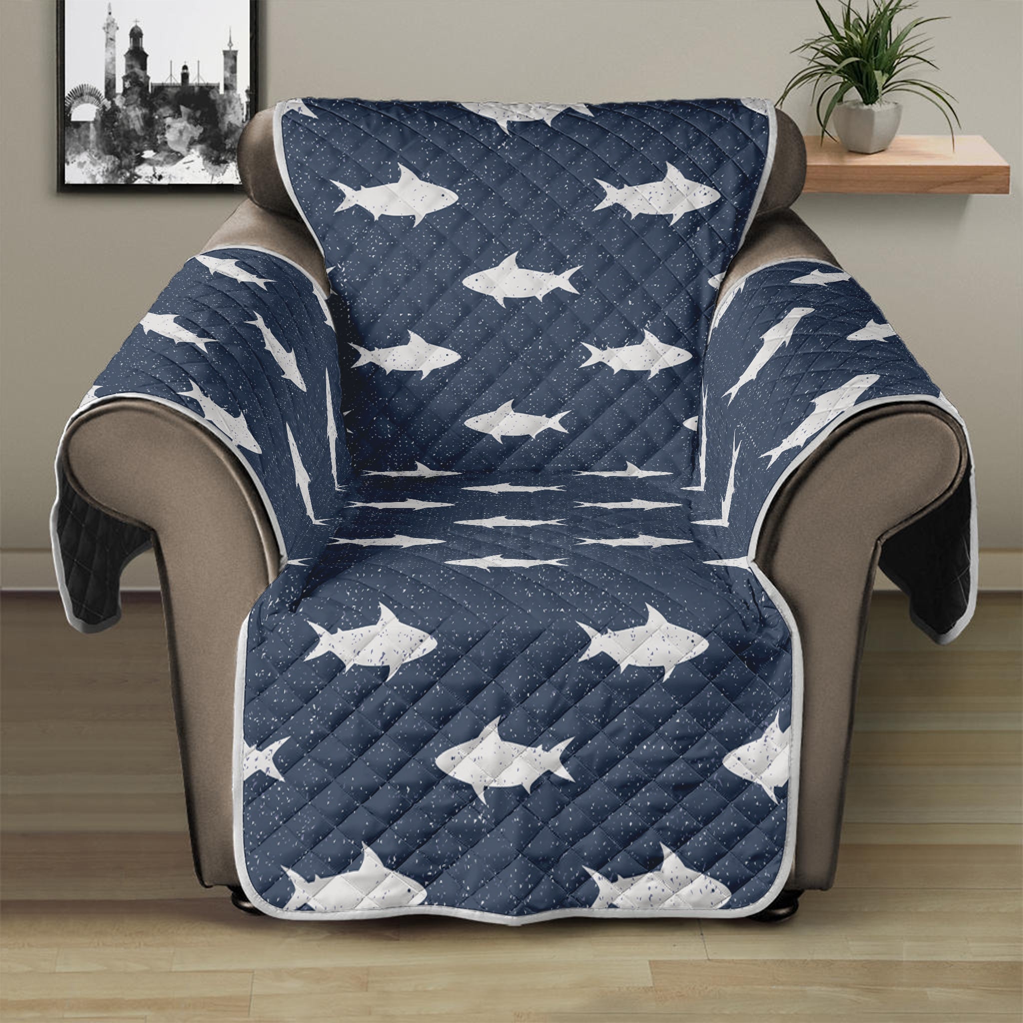 Shark Fish Pattern Print Recliner Protector