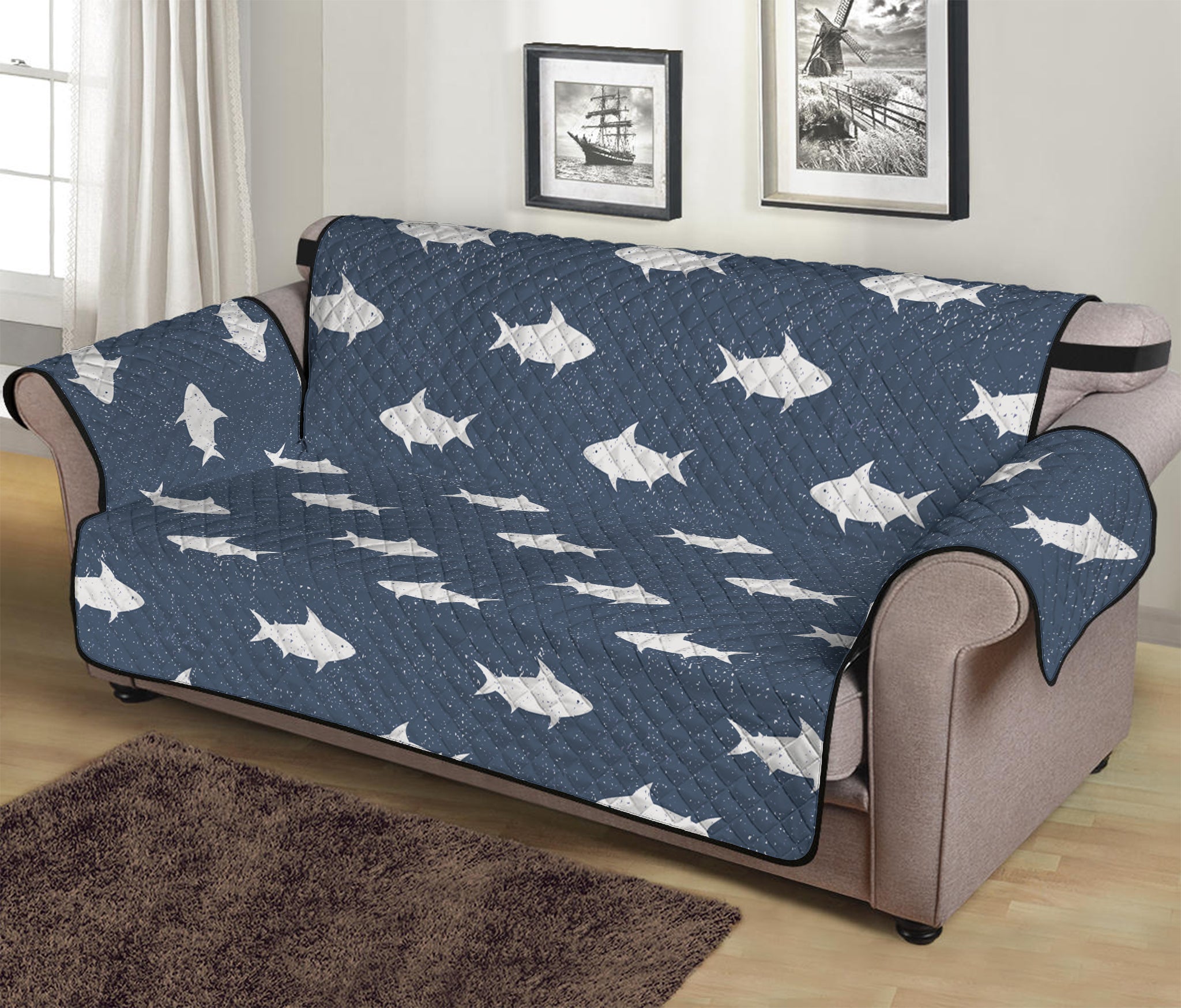 Shark Fish Pattern Print Sofa Protector