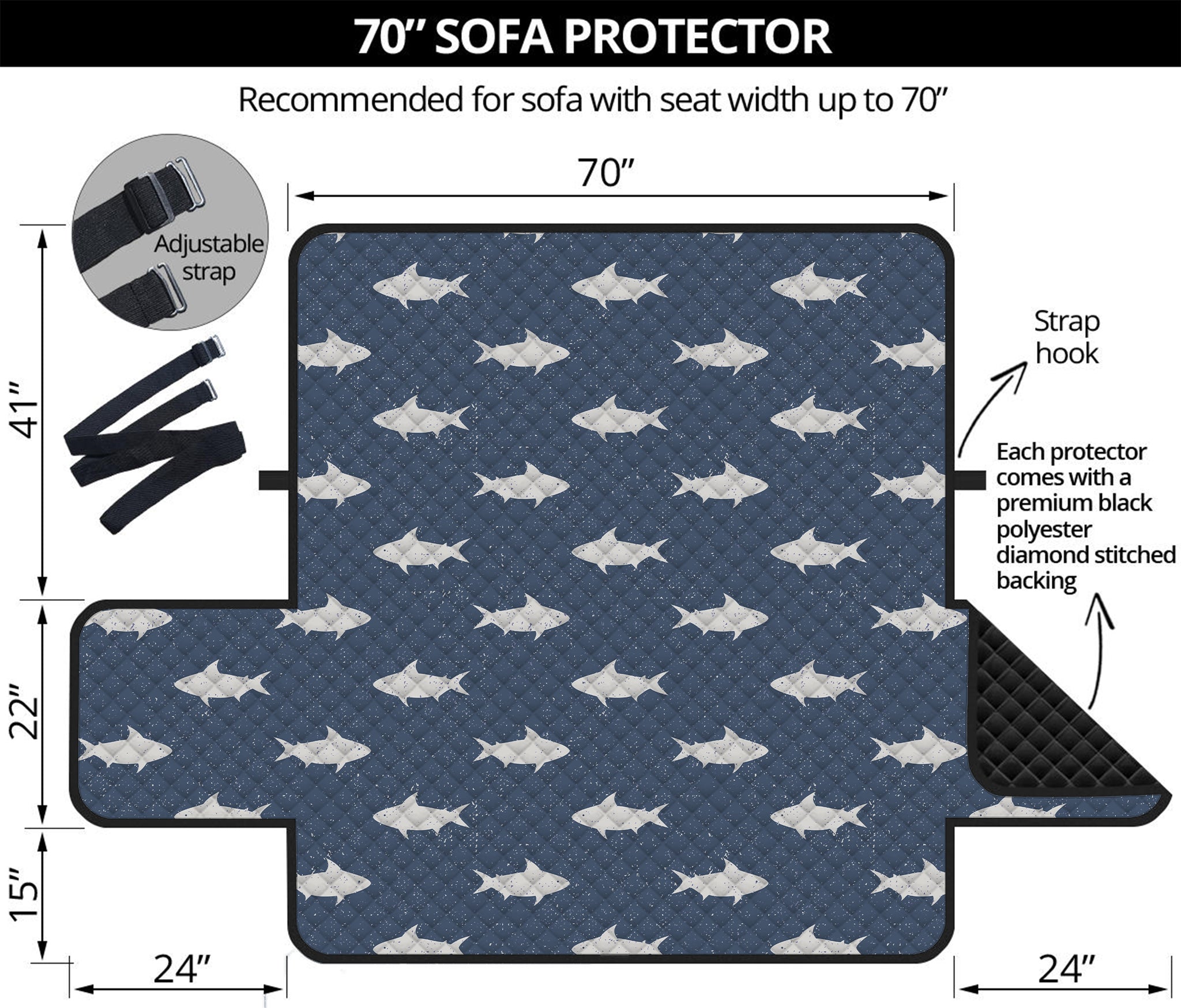 Shark Fish Pattern Print Sofa Protector