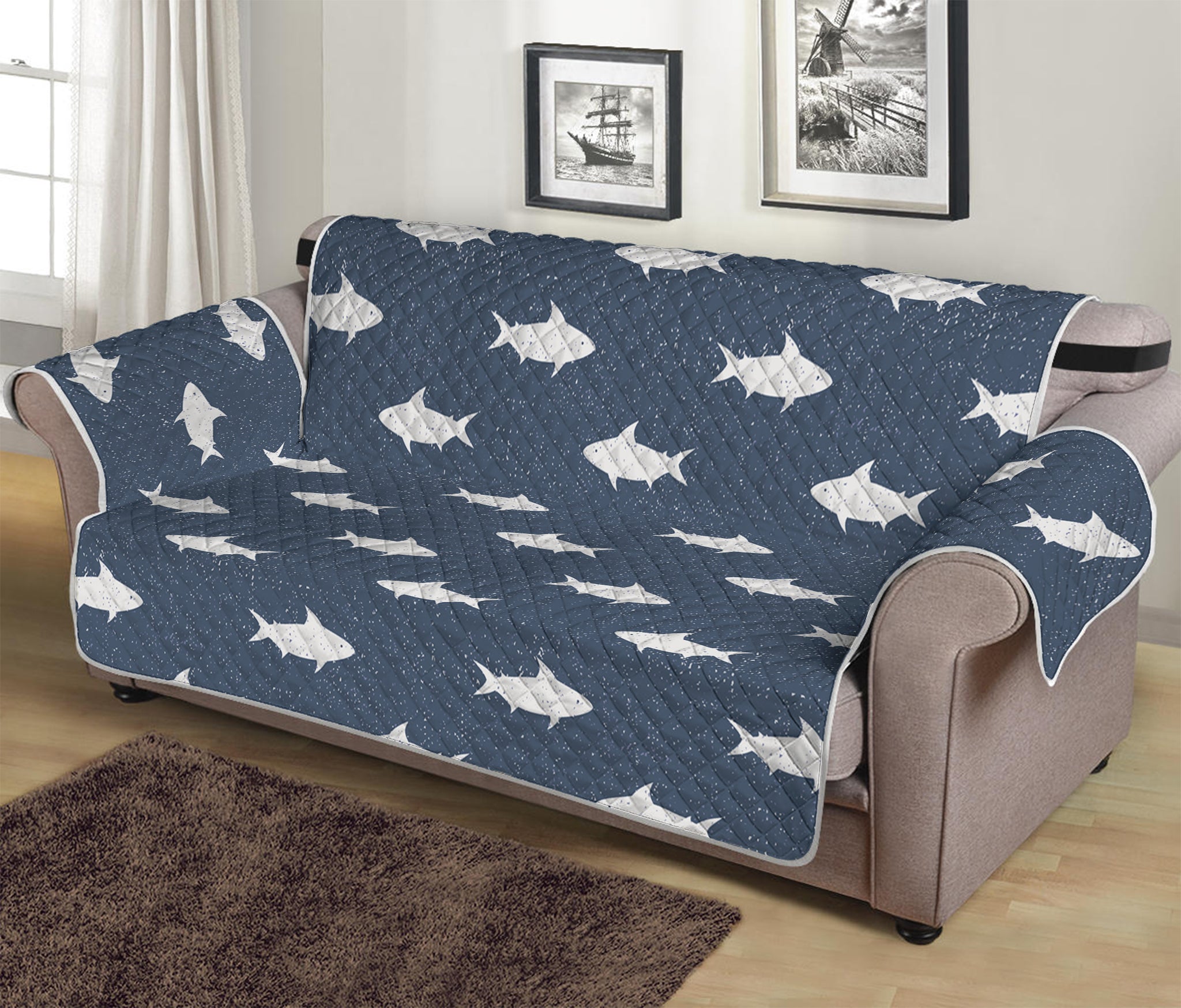 Shark Fish Pattern Print Sofa Protector