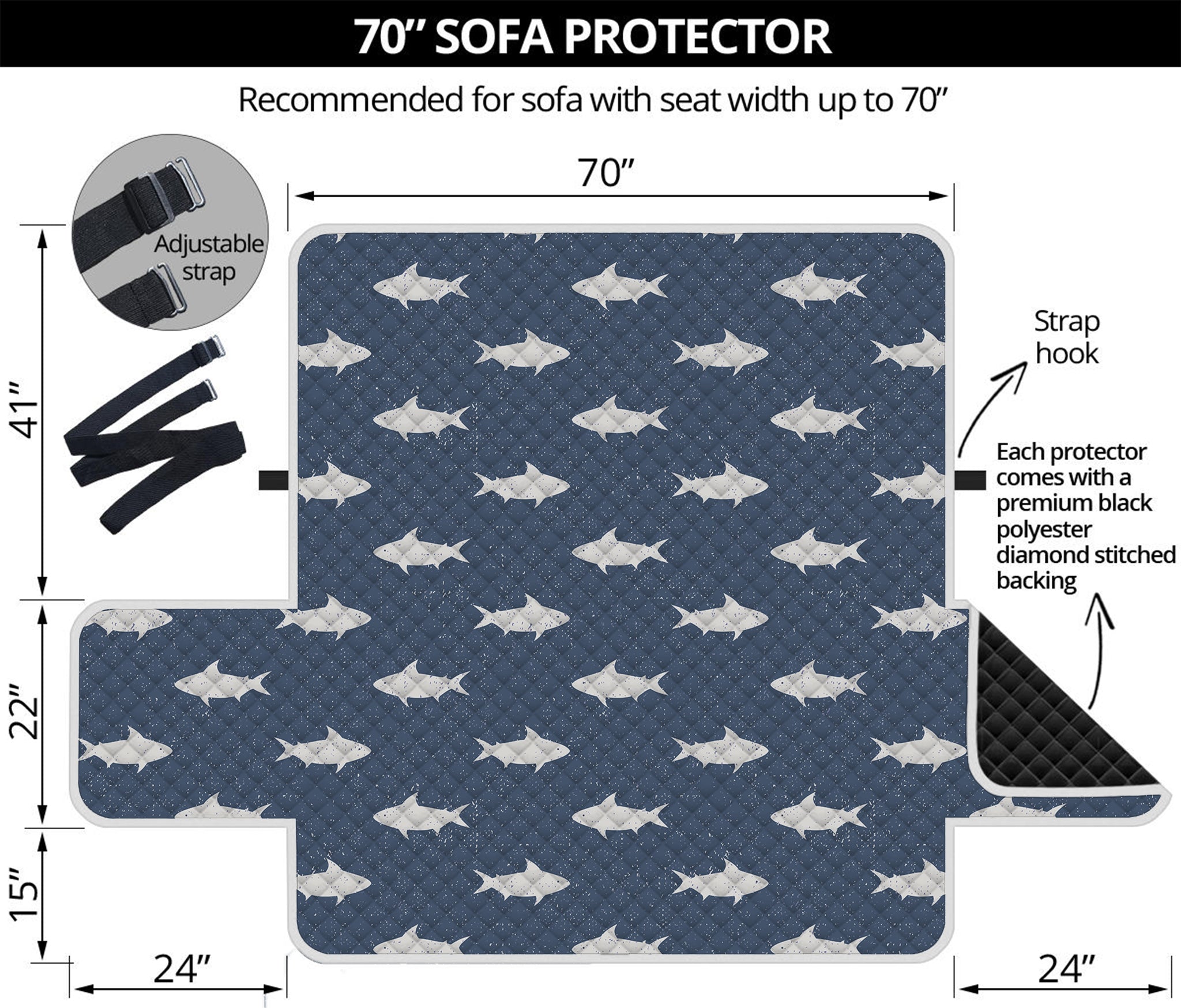 Shark Fish Pattern Print Sofa Protector