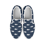 Shark Fish Pattern Print White Slip On Shoes