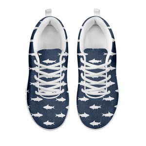 Shark Fish Pattern Print White Sneakers