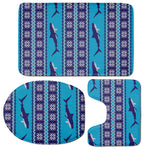 Shark Knitted Pattern Print 3 Piece Bath Mat Set