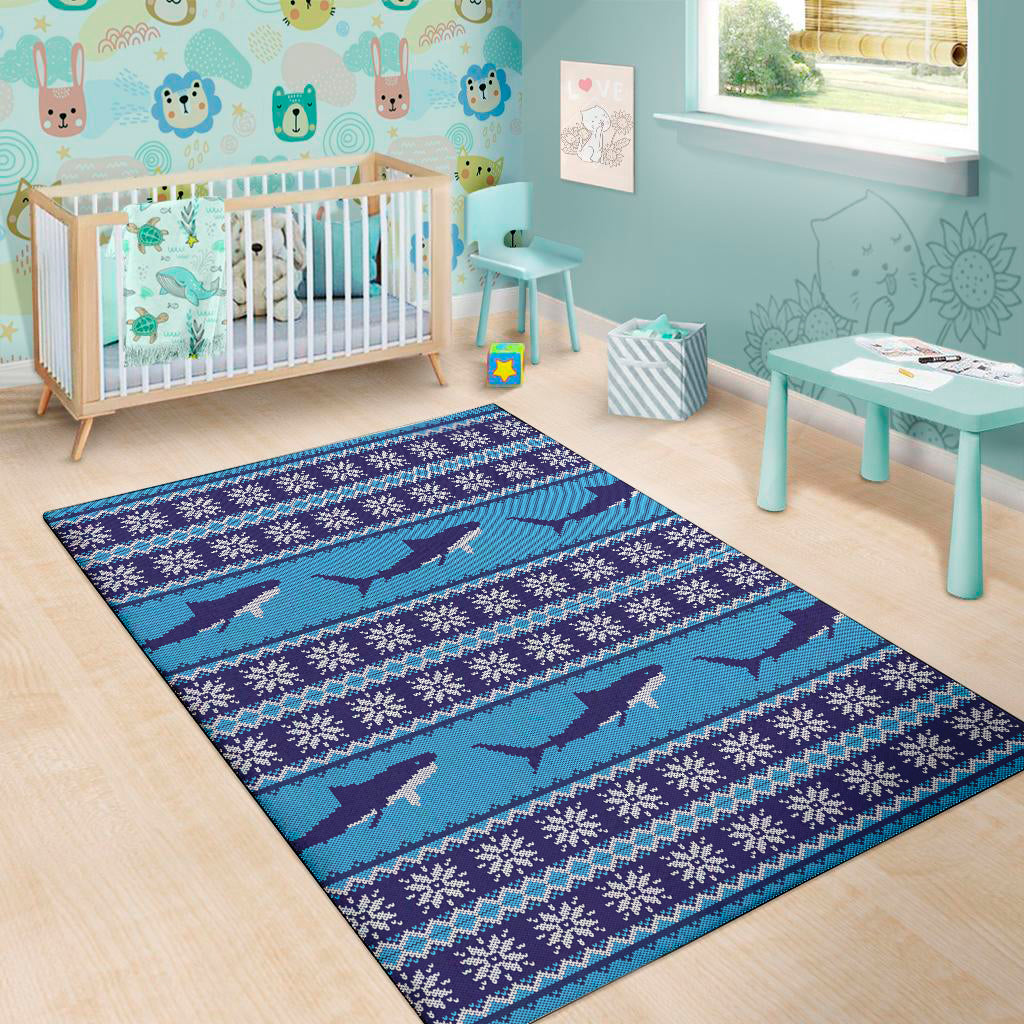 Shark Knitted Pattern Print Area Rug