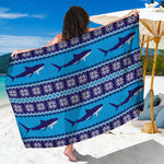 Shark Knitted Pattern Print Beach Sarong Wrap