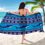 Shark Knitted Pattern Print Beach Sarong Wrap