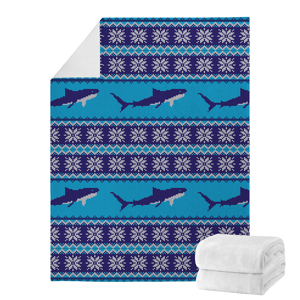 Shark Knitted Pattern Print Blanket