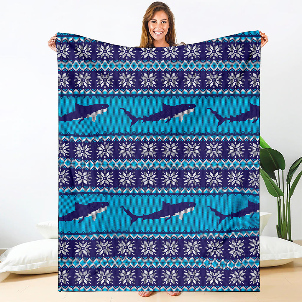 Shark Knitted Pattern Print Blanket