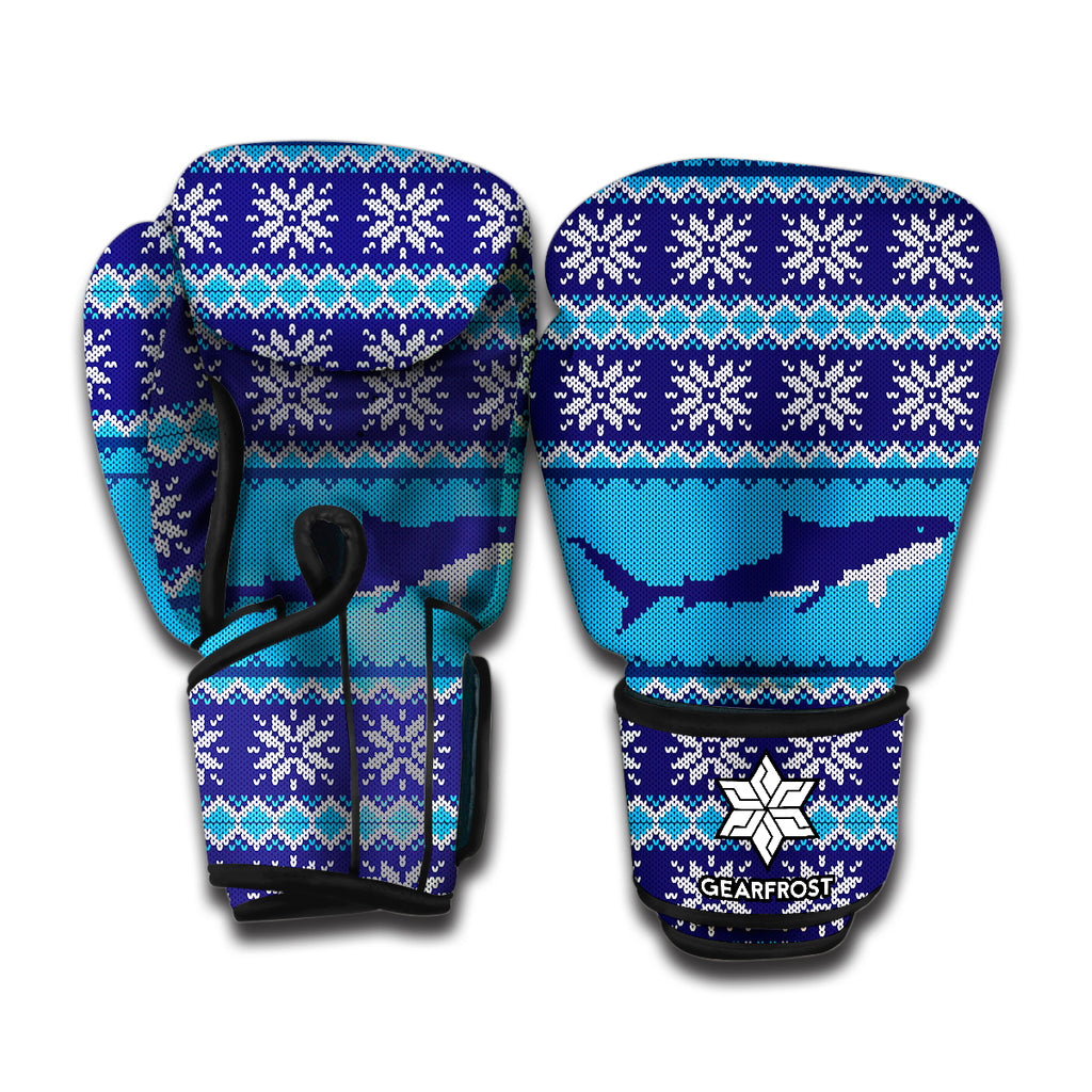 Shark Knitted Pattern Print Boxing Gloves