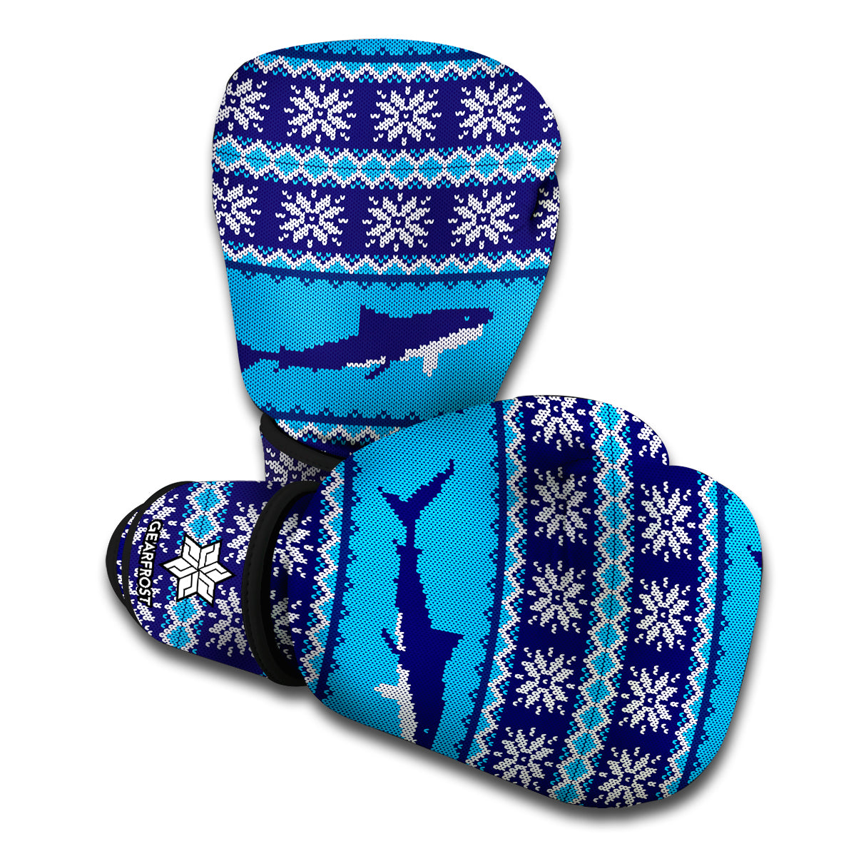 Shark Knitted Pattern Print Boxing Gloves