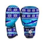 Shark Knitted Pattern Print Boxing Gloves