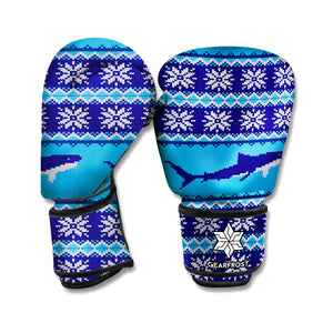 Shark Knitted Pattern Print Boxing Gloves