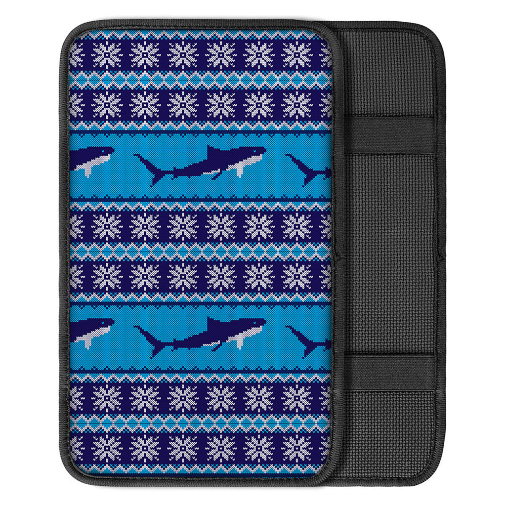 Shark Knitted Pattern Print Car Center Console Cover