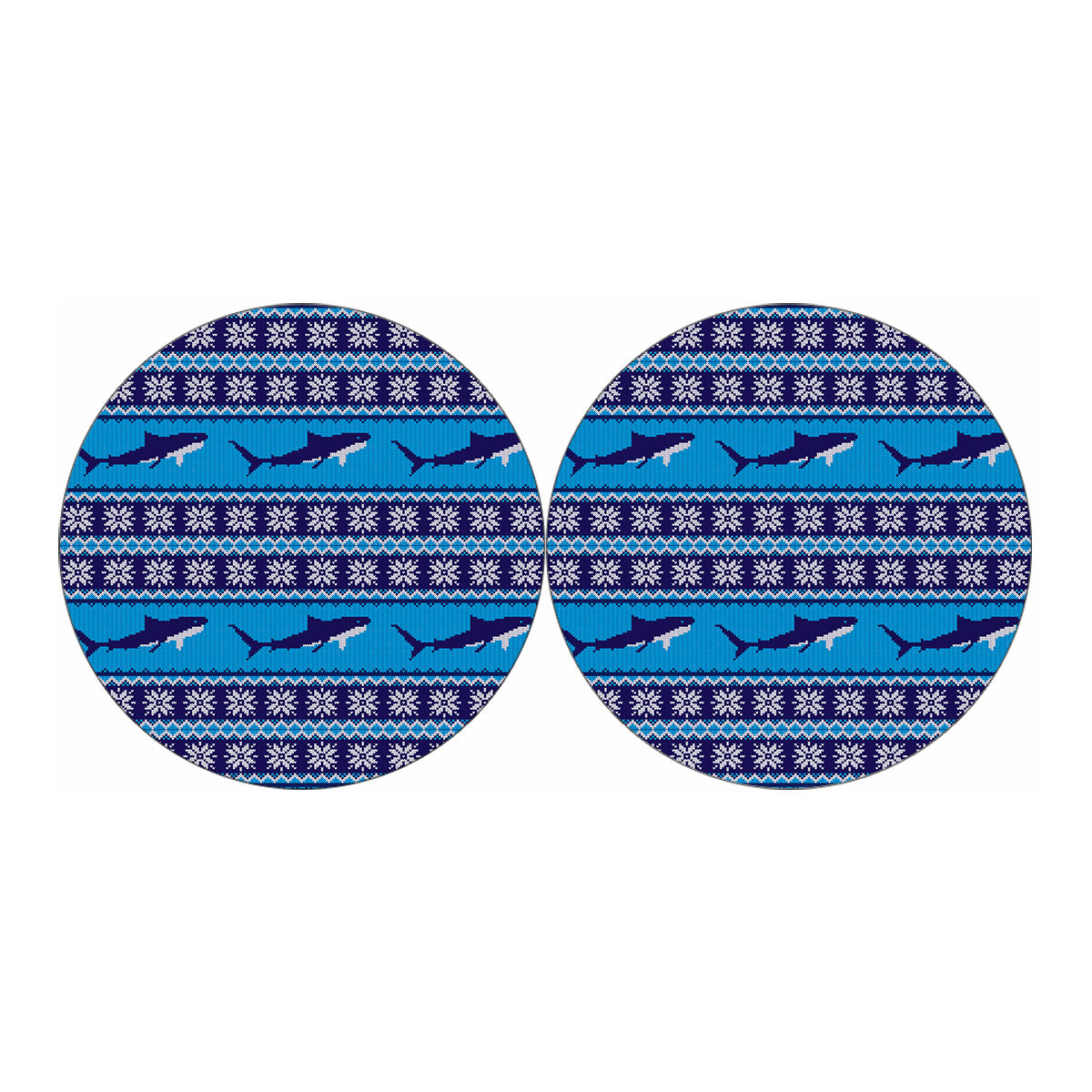 Shark Knitted Pattern Print Car Coasters