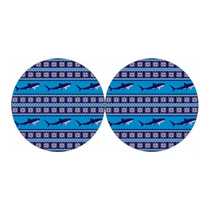 Shark Knitted Pattern Print Car Coasters