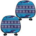 Shark Knitted Pattern Print Car Headrest Covers