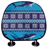 Shark Knitted Pattern Print Car Headrest Covers