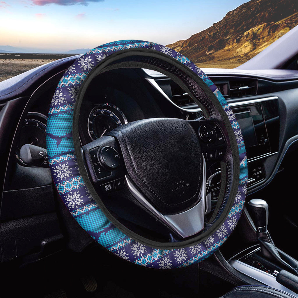 Shark Knitted Pattern Print Car Steering Wheel Cover