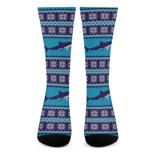 Shark Knitted Pattern Print Crew Socks