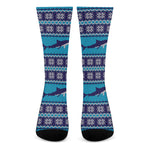 Shark Knitted Pattern Print Crew Socks