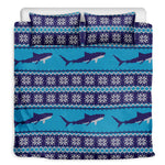 Shark Knitted Pattern Print Duvet Cover Bedding Set
