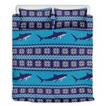 Shark Knitted Pattern Print Duvet Cover Bedding Set