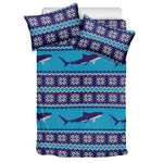 Shark Knitted Pattern Print Duvet Cover Bedding Set