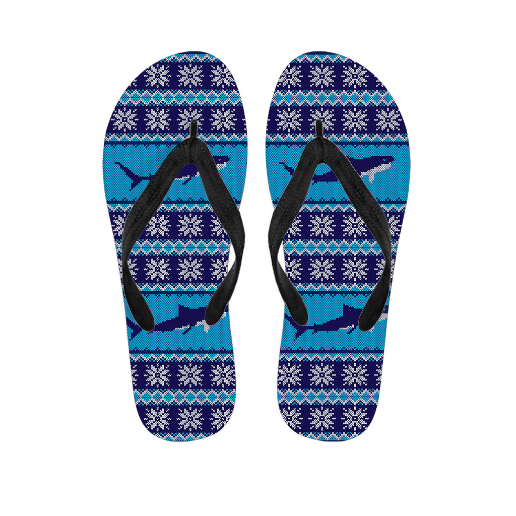 Shark Knitted Pattern Print Flip Flops