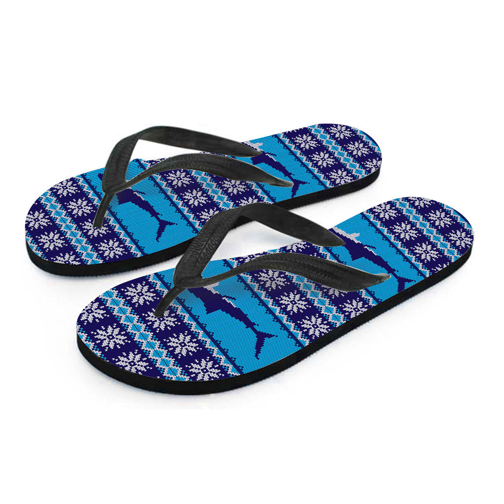 Shark Knitted Pattern Print Flip Flops